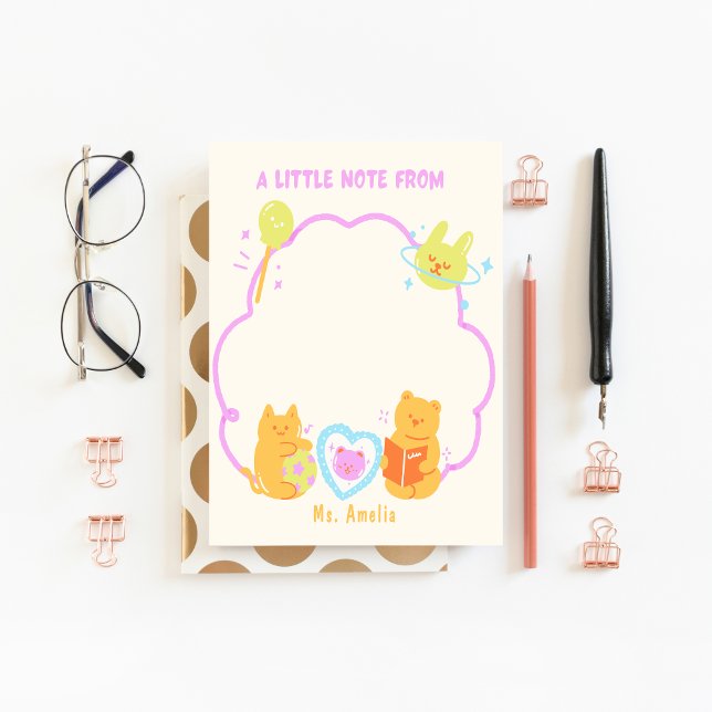 Anpassningsbarna för kli med  av Kindergarten Cat  Anteckningsblock (Cute kindergarten custom teacher notepad)