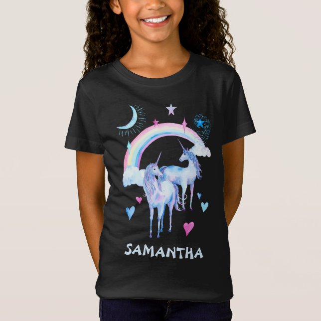 Anpassningsbarna för regnbåge och unicorns t shirt (Framsida)