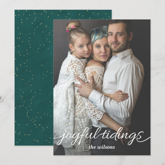 Anpassningsbarna Foto på Aqua Guld Glatt Tidings S Julkort (Fram/baksida)