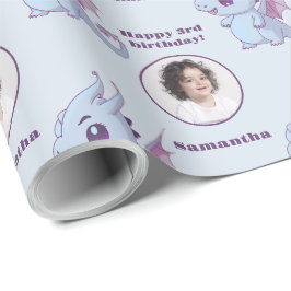 Anpassningsbarna Fototext för Cute Lila Blue Chibi Presentpapper