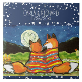 Anpassningsbarna Fox Foxes Kärlek Romantic Bröllop Kakelplatta