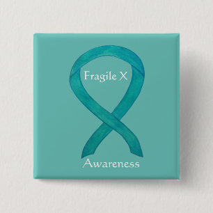 Anpassningsbarna Fragile X Teal Awareness Ribbon P Knapp