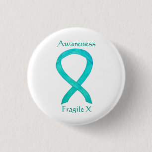 Anpassningsbarna Fragile X Teal Awareness Ribbon P Knapp