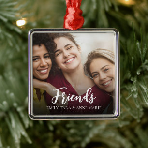 Anpassningsbarna Friends Photo Simple Calligraphy Julgransprydnad Metall