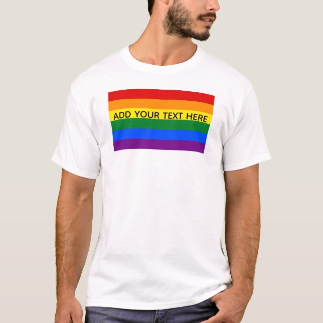 Anpassningsbarna gay pride HBT Rainbow Rand Text T Shirt (Framsida)