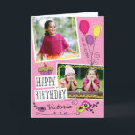 Anpassningsbarna Girly Doodles Foto Birthday Card Kort<br><div class="desc">All fotografi visas endast som ett prov och är inte avsedd för återförsäljning. Den här produkten är endast avsedd för inköp av gång och exempelfoton ersätts med ditt eget bilder.</div>