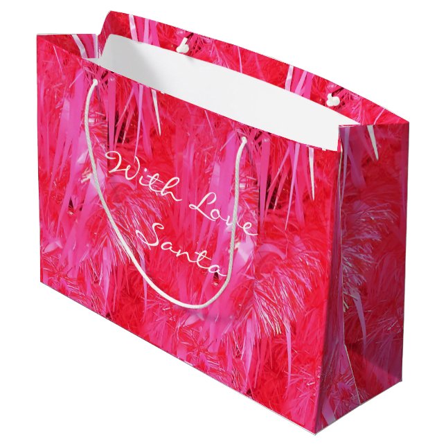 Anpassningsbarna Glossy Rosa God jul Gift Bag (Baksidan Vinklad)