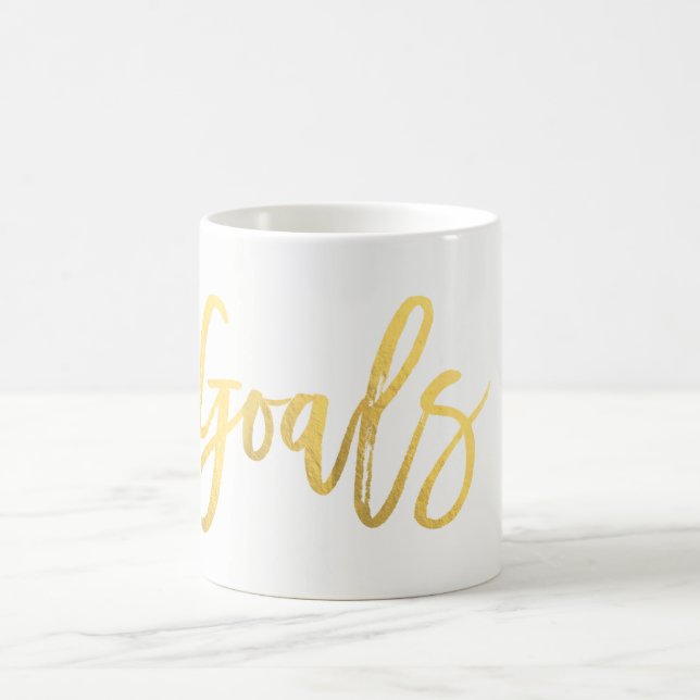 ANPASSNINGSBARNA GOALS Gold Foil Modern Script Tre Kaffemugg (Center)