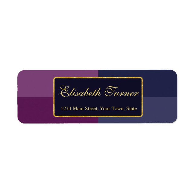 Anpassningsbarna Gold Foil Bold Lavender Palette B Returadress Etikett (Framsidan)