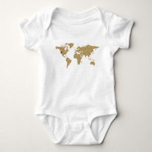 Anpassningsbarna Gold Foil World Map - rörlig hjär T-shirt
