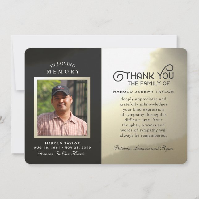 Anpassningsbarna Golden Himlar Photo In Memory (fo Inbjudningar (Framsida)