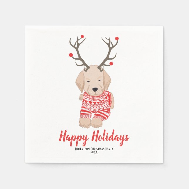 Anpassningsbarna Goldern Retriever jul Sweater Ant Pappersservett (Framsidan)