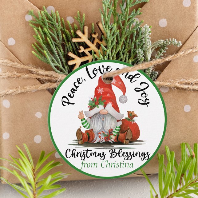 Anpassningsbarna Gort för  av jultomte Gåvor Etiketter (Cute Gnome Christmas Blessings Custom Gift Favor Tags)