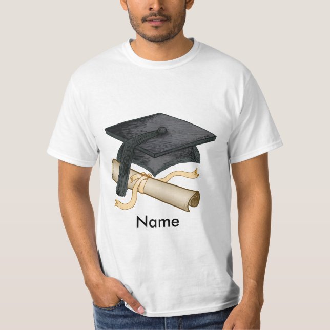 Anpassningsbarna Grad Cap Diploma Tee Shirt (Framsida)