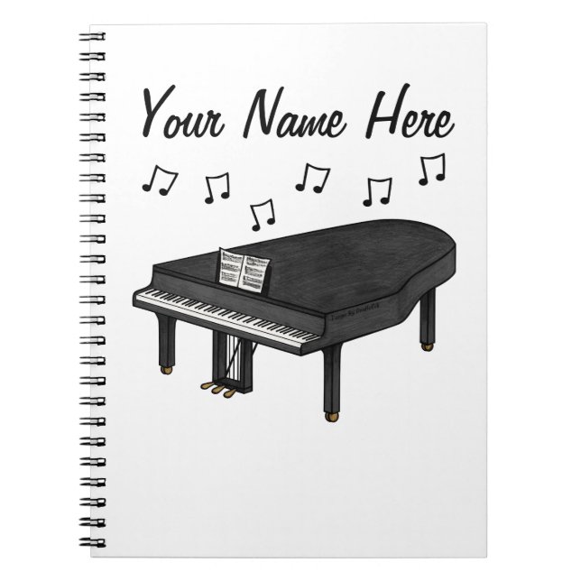 Anpassningsbarna Grand Piano Pianist Music Teacher Anteckningsbok (Framsidan)