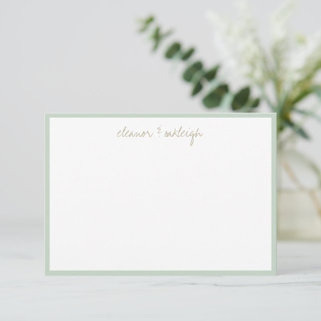 Anpassningsbarna Gräns med minimalistisk Mint Sage Tack Kort (Stående Fram)