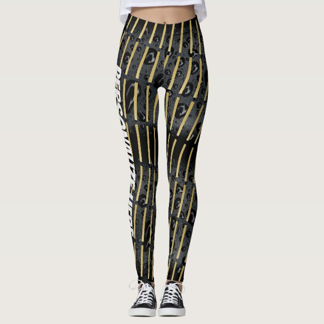 Anpassningsbarna Gyllene svarta bubblor - modern d Leggings (Framsida)