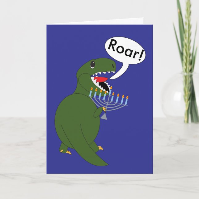 Anpassningsbarna Hanukkah Tyrannosaurus Rex Dinosa Helgkort (Framsida)