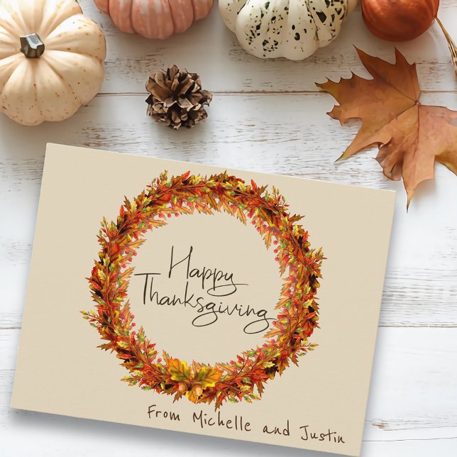 Anpassningsbarna Happy thanksgiving Enkel höst Löv Vykort (Skapare uppladdad)