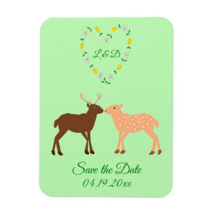 Anpassningsbarna hjort par och Daisy Heart Spara d Magnet