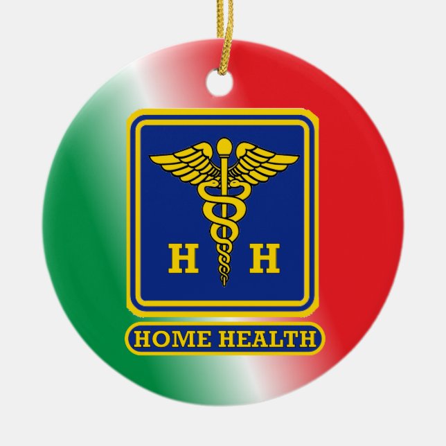 Anpassningsbarna Home Health Worker Shield Julgransprydnad Keramik (Framsidan)