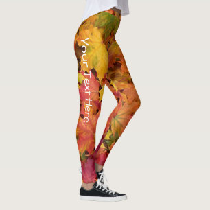 Anpassningsbarna Höst löv Red Gult Guld Leggings