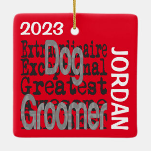 ANPASSNINGSBARNA hund Groomer Extraordinaire Julgransprydnad Keramik