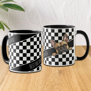 Anpassningsbarna hund Pappa, svart, vit frenchie Mugg