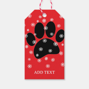 Anpassningsbarna Hund Pawprint jul Snö Flakes Presentetikett