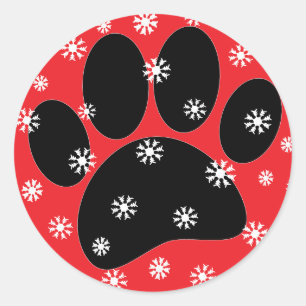 Anpassningsbarna Hund Pawprint jul Snö Flakes Runt Klistermärke