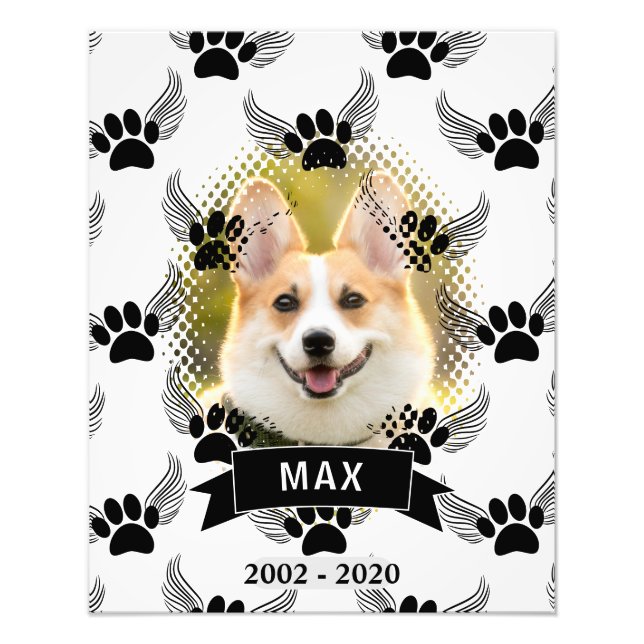 Anpassningsbarna hund Pet Memorial, svart och vit Fototryck (Framsidan)
