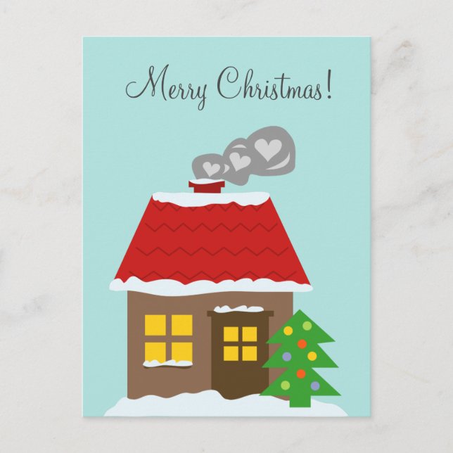 Anpassningsbarna i julstugan i snö vintertid Helgd Helg Vykort (Framsida)