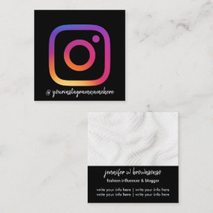 Anpassningsbarna Influencer lägger till fotosvart Fyrkantigt Visitkort
