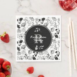 Anpassningsbarna Inky Black blommigts Pappersservett