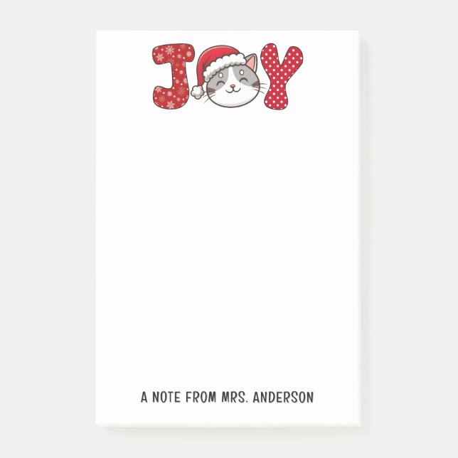 Anpassningsbarna "JOY" Kattunge i jul Post-it Block (Framsida)
