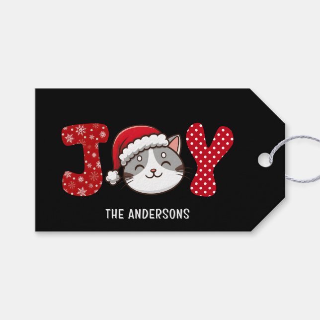 Anpassningsbarna "JOY" Kattunge i jul Presentetikett (Framsidan (Horisontell))