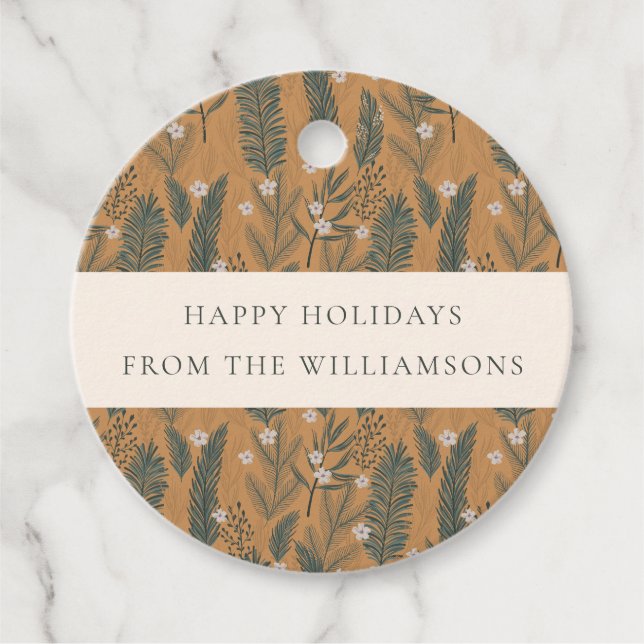 Anpassningsbarna Jul Boho Botanical Greenery Photo Gåvor Etiketter (Framsida)