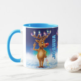 Anpassningsbarna jul mugg, Rudolph och ljus. Mugg