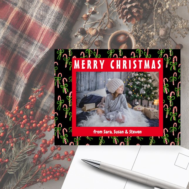 ANPASSNINGSBARNA JULAFTON HELGDAG i POLKAGRISARNA Vykort (Cute Christmas Candy Canes Xmas Holiday CUSTOM Postcard
)