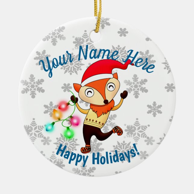 Anpassningsbarna Juldantning Fox Julgransprydnad Keramik (Framsidan)