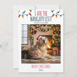 Anpassningsbarna Julfoto på den konstiga Cat Hund Julkort