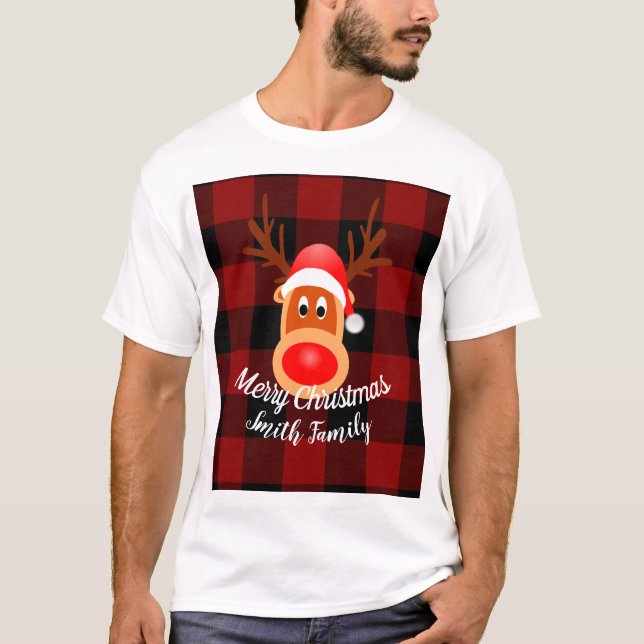 Anpassningsbarna "Julfunny Reindeer Buffalo Play" T Shirt (Framsida)