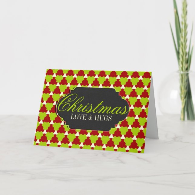 Anpassningsbarna Kärlek och Hugs Red Grönt Mönster Helgkort (Framsida)