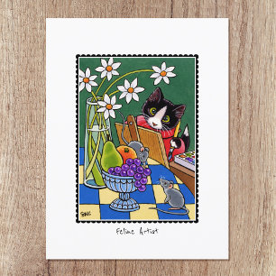 Anpassningsbarna kattdjur Artist Roligt Cat Painti Vykort