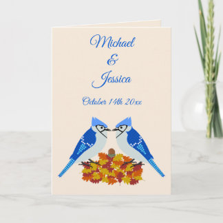 Anpassningsbarna Kissing Blue Jays Fall Wedding Kort