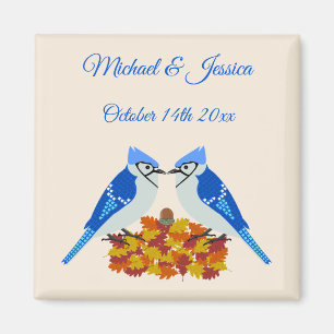 Anpassningsbarna Kissing Blue Jays Fall Wedding Magnet