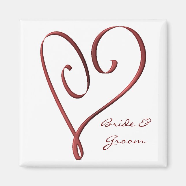Anpassningsbarna KRW Stilized Red Heart Wedding Fa Magnet (Framsidan)