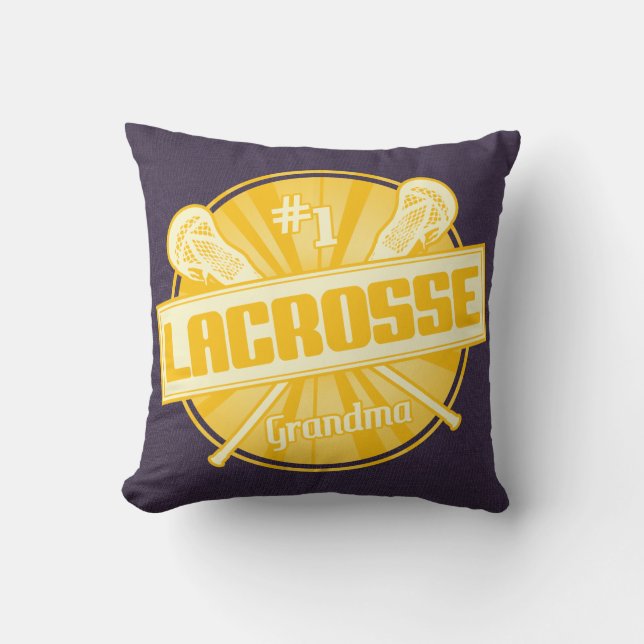 Anpassningsbarna Lacrosse Grandma Namn och Number Kudde (Framsida)