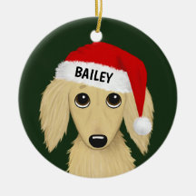 Anpassningsbarna långhårig Cream Dachshund Santa H