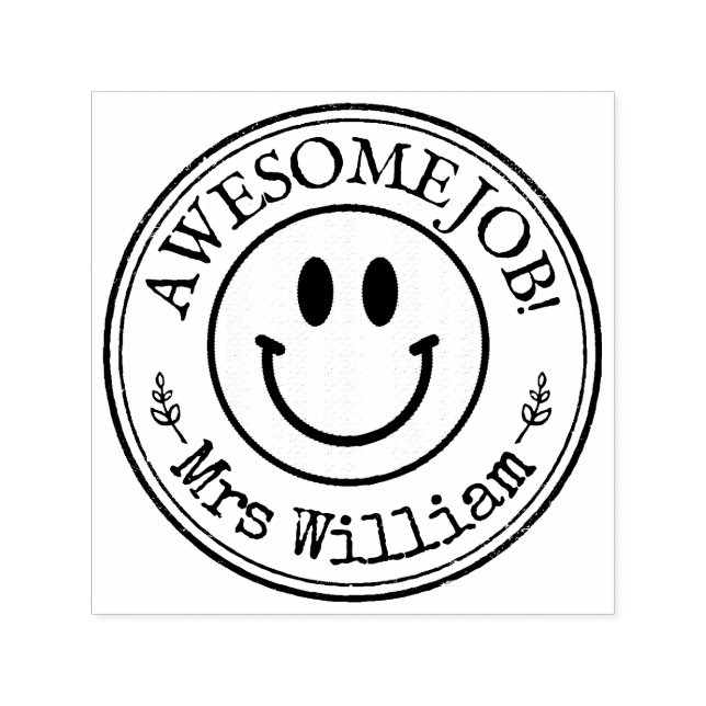 Anpassningsbarna Lärare Smile Emoji Självfärgande Stämpel (Design)